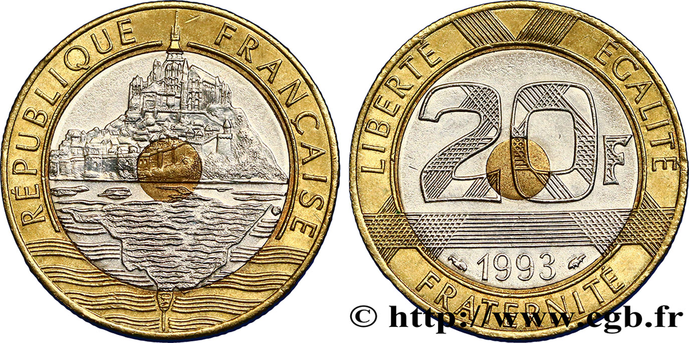 20 francs Mont Saint-Michel 1993 Pessac F.403/7 AU50 
