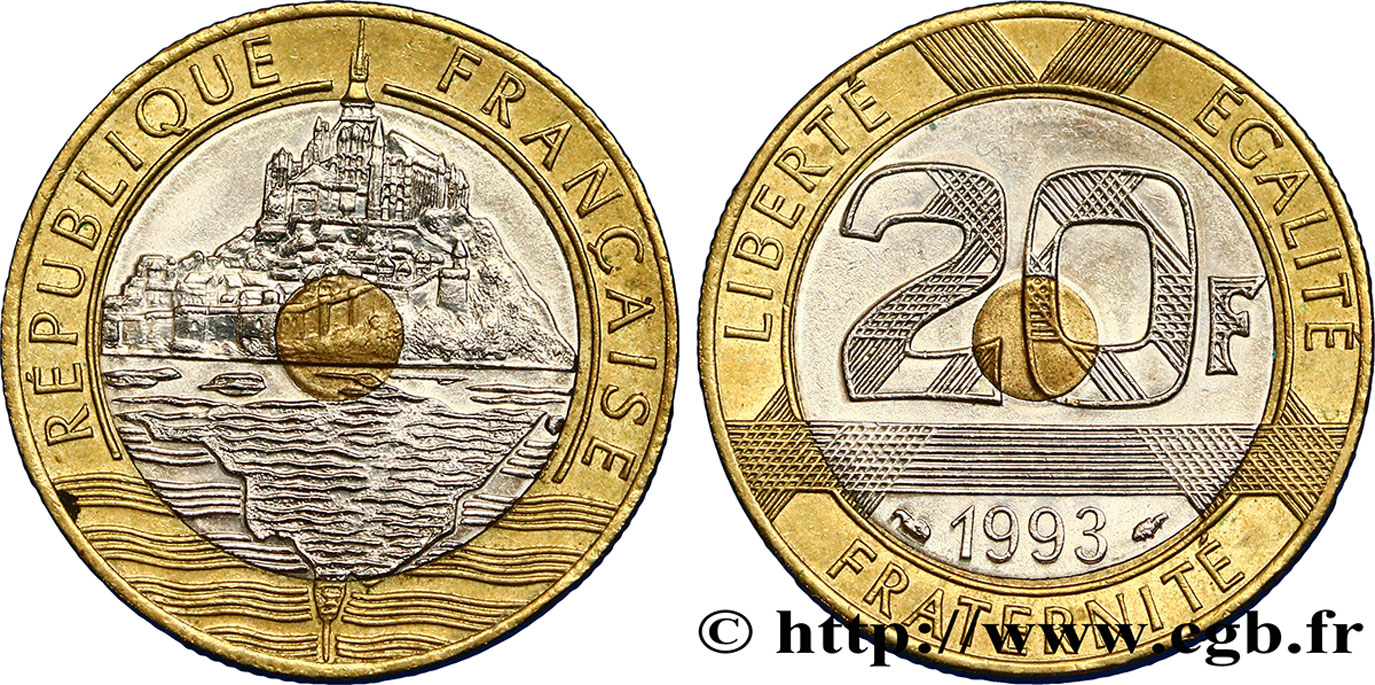 20 francs Mont Saint-Michel 1993 Pessac F.403/7 AU50 
