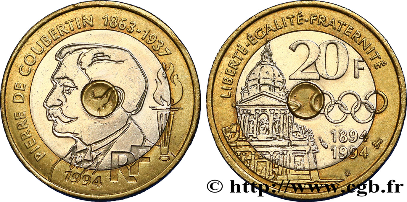 20 francs Pierre de Coubertin 1994 Pessac F.405/2 AU50 
