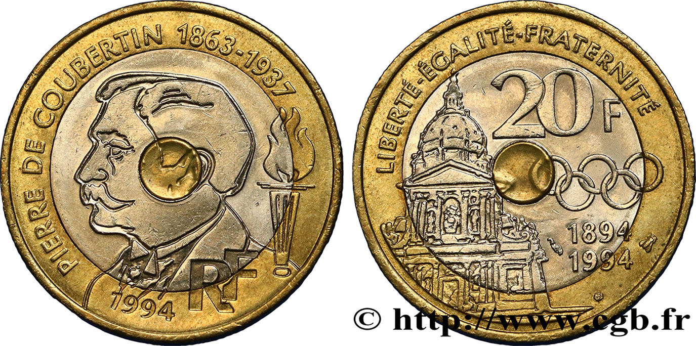 20 francs Pierre de Coubertin 1994 Pessac F.405/2 BB50 
