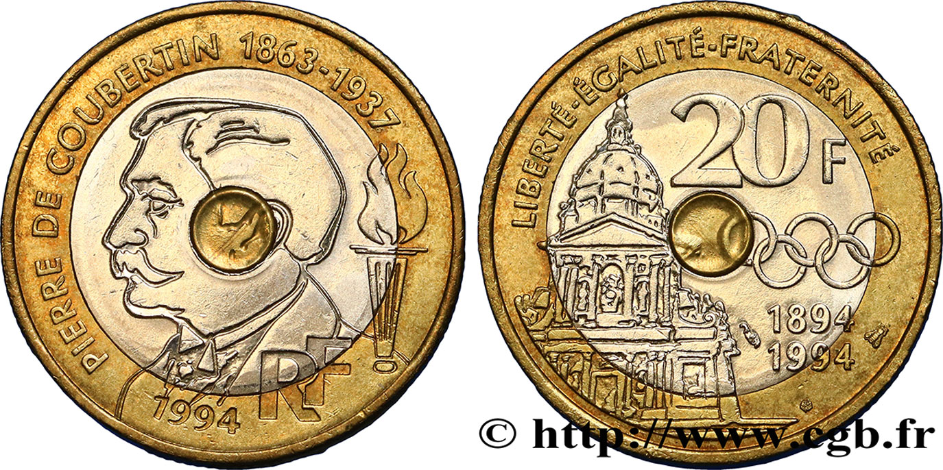 20 francs Pierre de Coubertin 1994 Pessac F.405/2 MBC50 