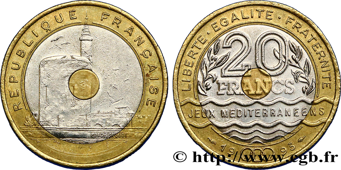 20 francs Jeux Méditerranéens 1993 Pessac F.404/2 TTB52 