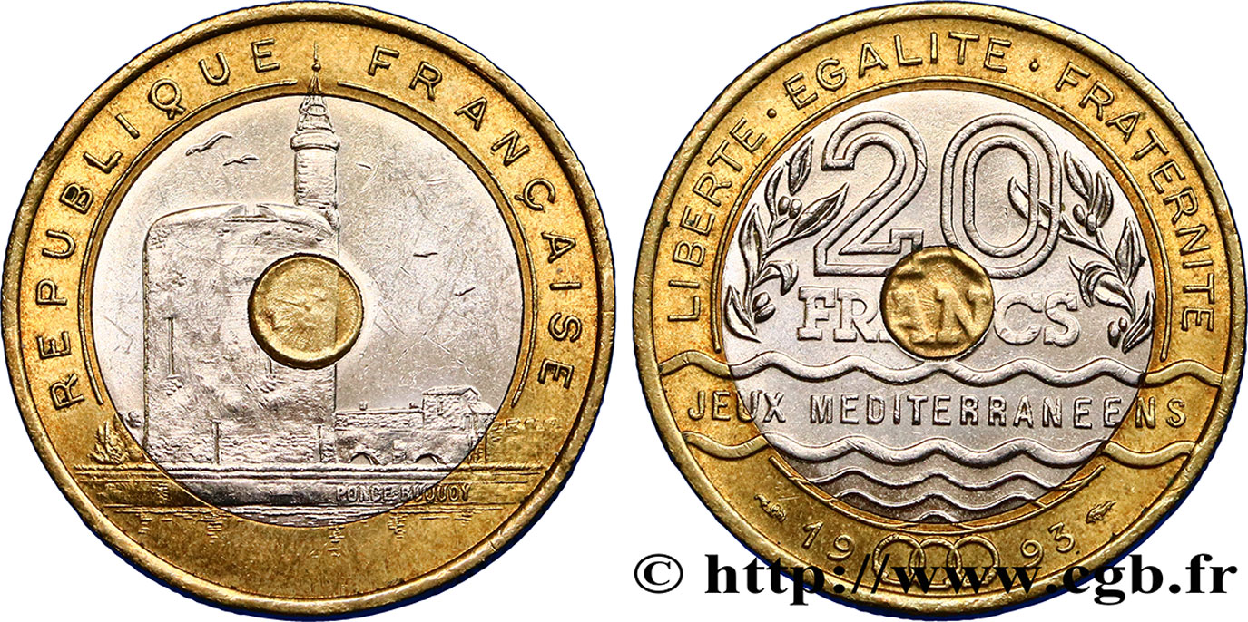 20 francs Jeux Méditerranéens 1993 Pessac F.404/2 TTB52 