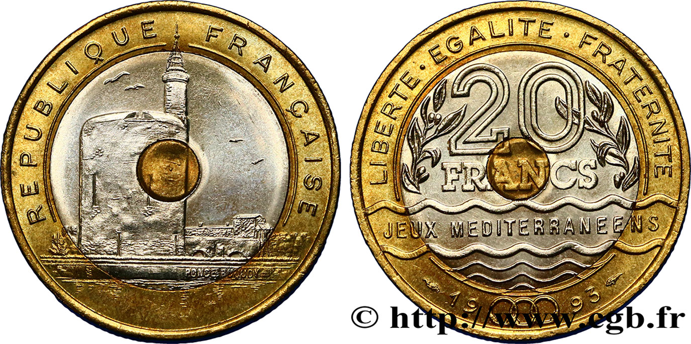 20 francs Jeux Méditerranéens 1993 Pessac F.404/2 TTB52 