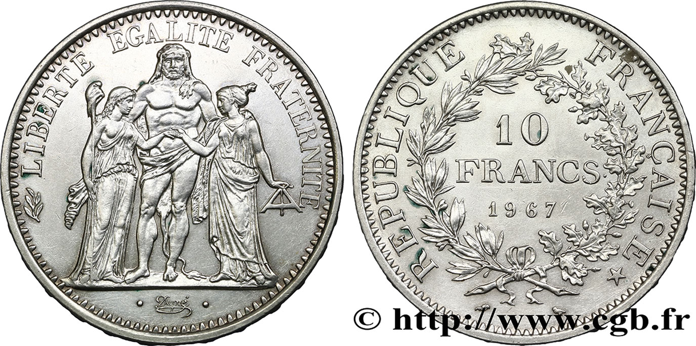 10 francs Hercule 1967  F.364/5 TTB+ 