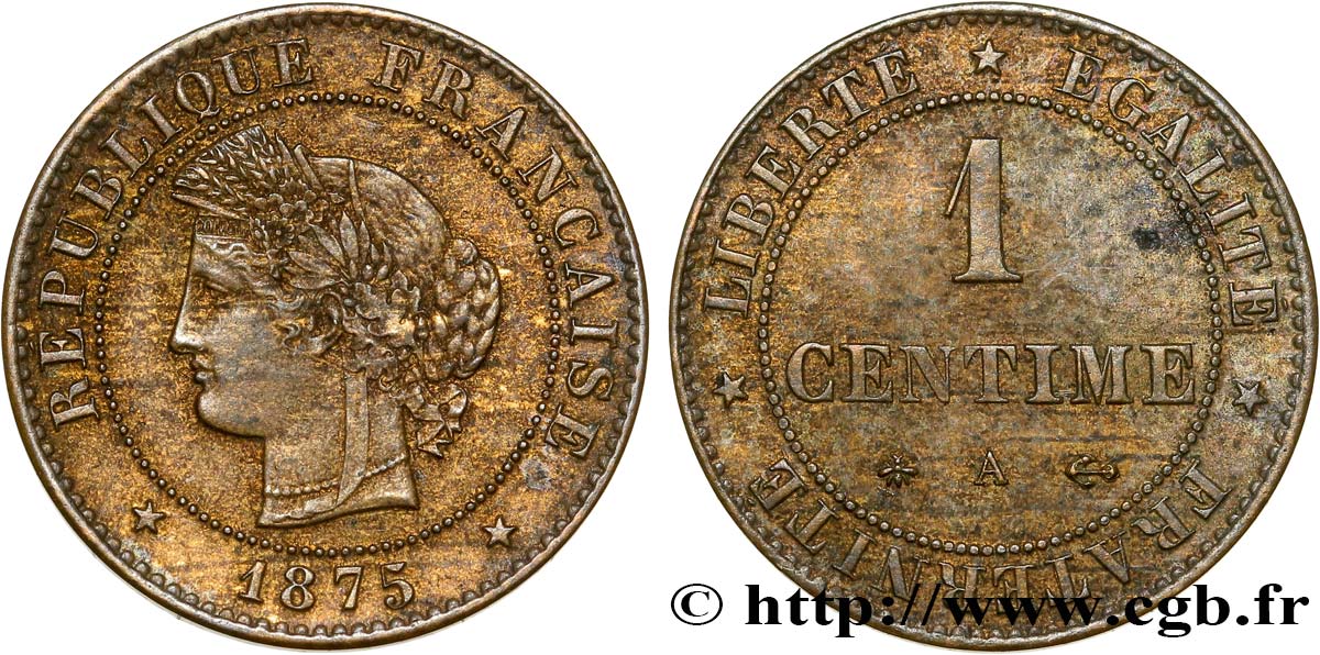1 centime Cérès 1875 Paris F.104/4 TB30 