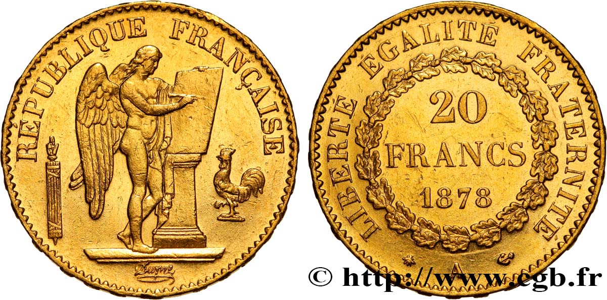 20 francs or Génie, IIIe République 1878 Paris F.533/6 TTB52 