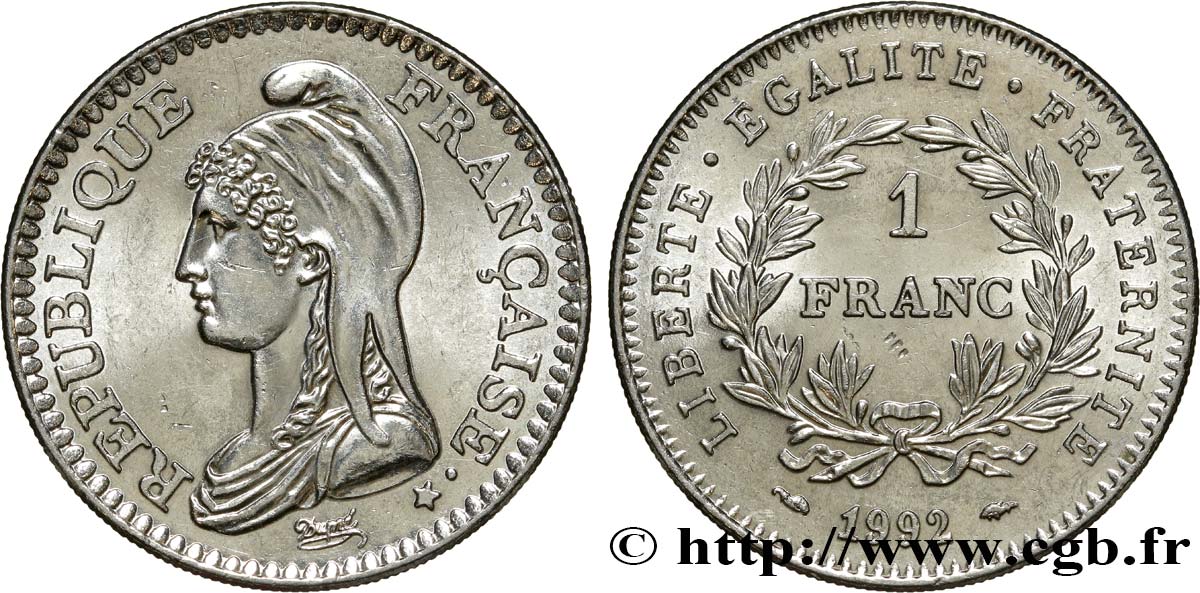 1 franc République 1992  F.229/2 SUP62 