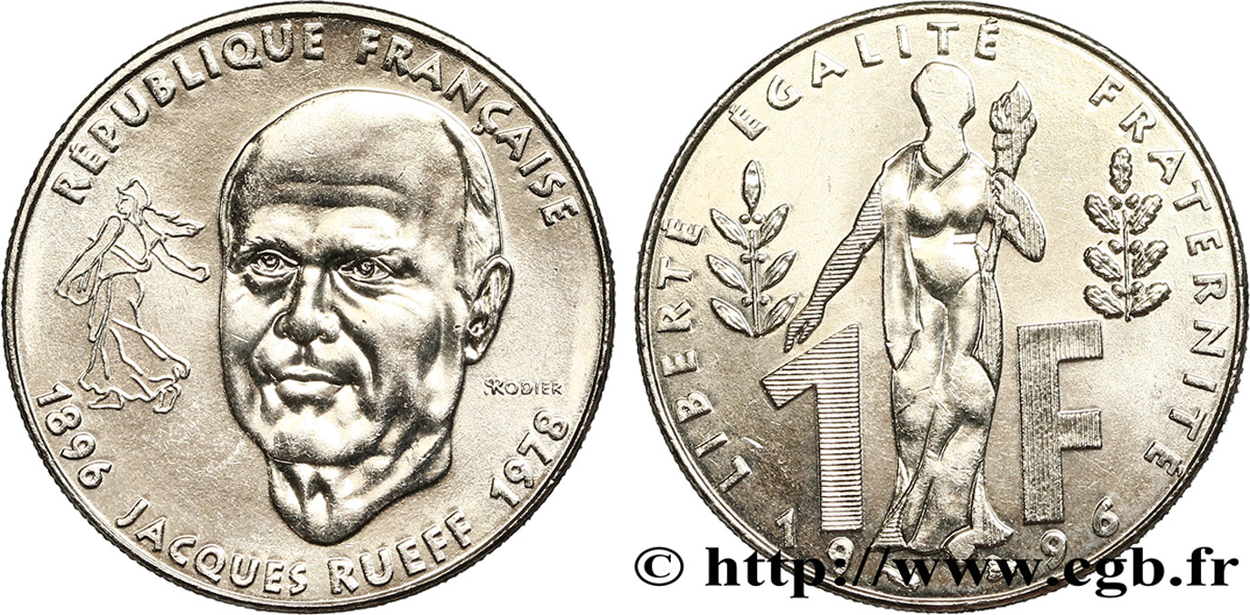 1 franc Jacques Rueff 1996 Pessac F.231/2 MS63 