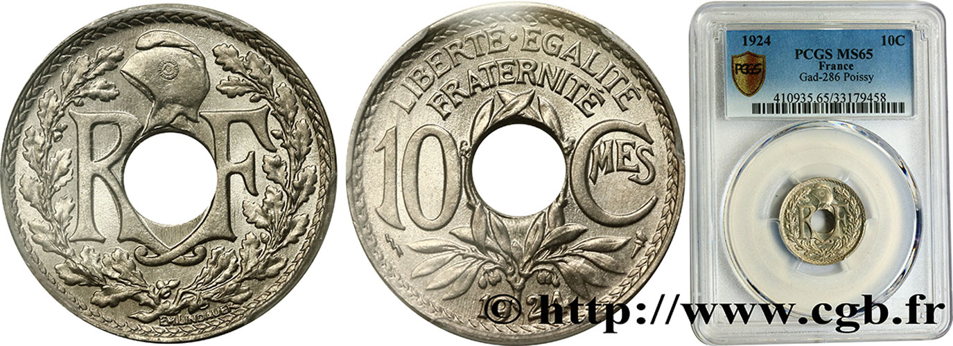 10 centimes Lindauer 1924 Poissy F.138/11 ST65 PCGS