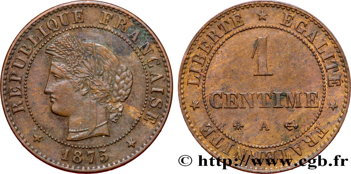 1 centime Cérès 1875 Paris F.104/4 BB45 