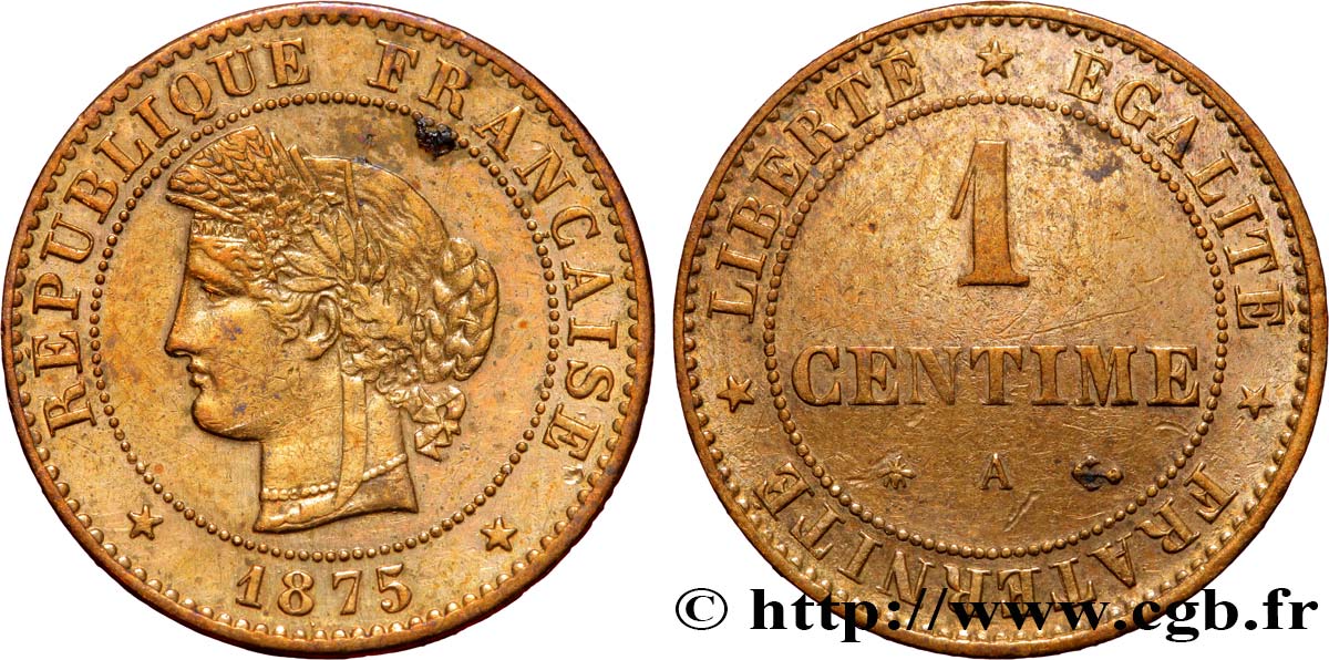1 centime Cérès 1875 Paris F.104/4 TTB 
