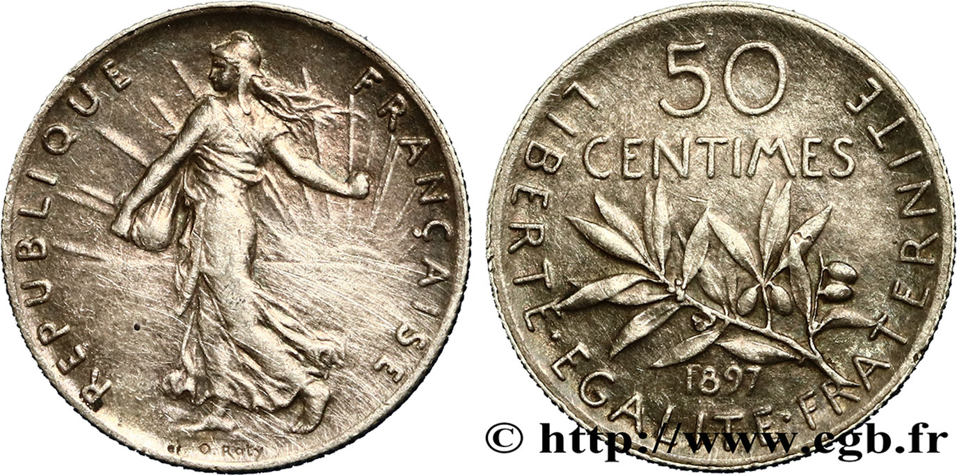50 centimes Semeuse 1897 Paris F.190/1 MBC45 