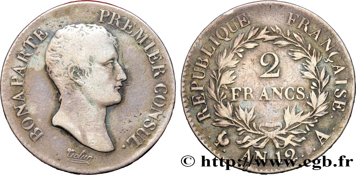 2 francs Bonaparte Premier Consul 1804 Paris F.250/1 MB30 