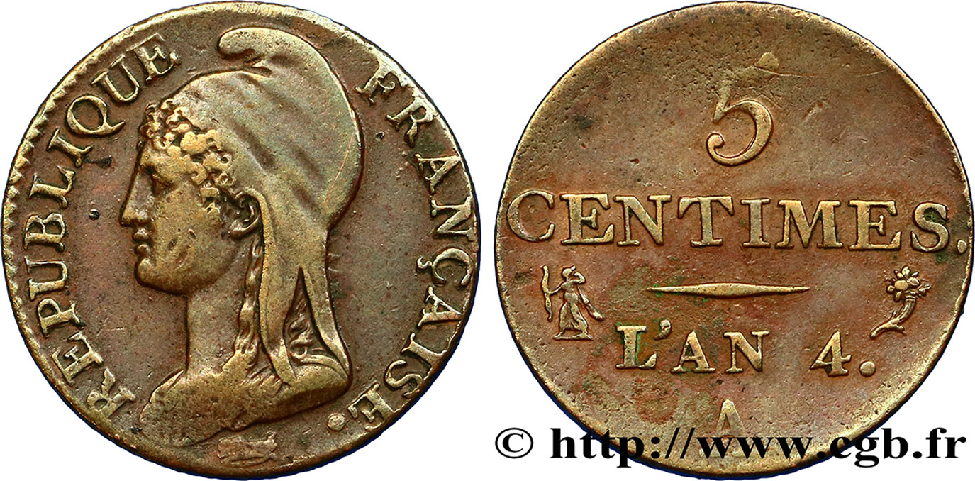 5 centimes Dupré, petit module 1796 Paris F.113/1 TTB45 