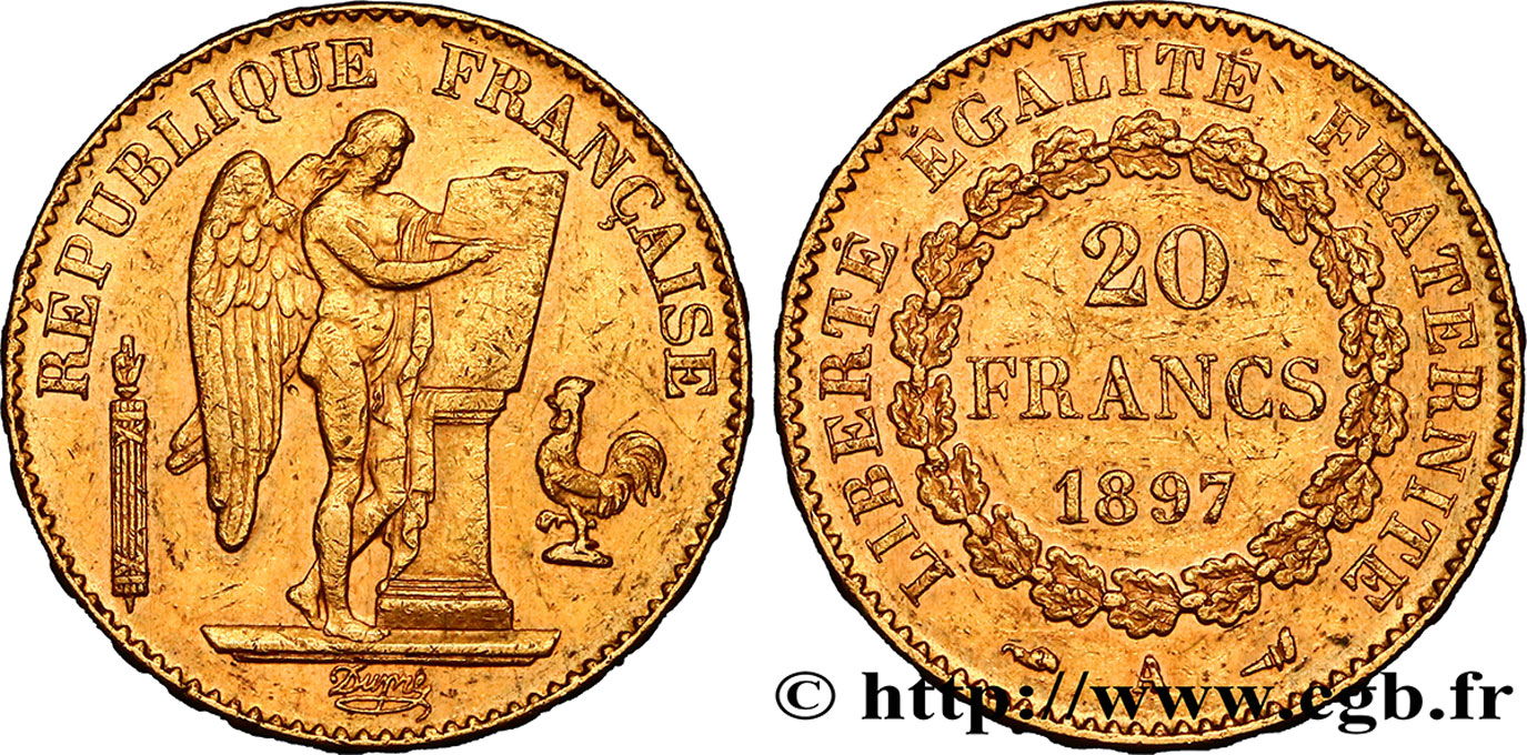 20 francs or Génie, Troisième République 1897 Paris F.533/22 TTB50 