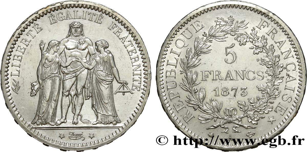 5 francs Hercule 1873 Paris F.334/9 VZ55 