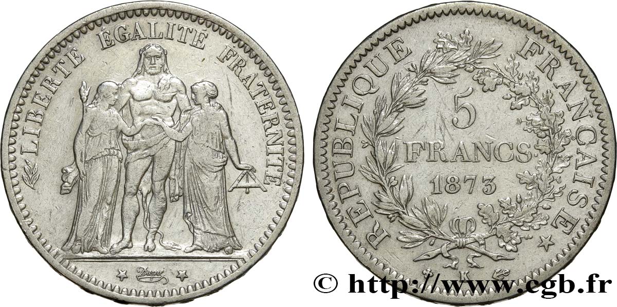 5 francs Hercule 1873 Bordeaux F.334/11 TB25 