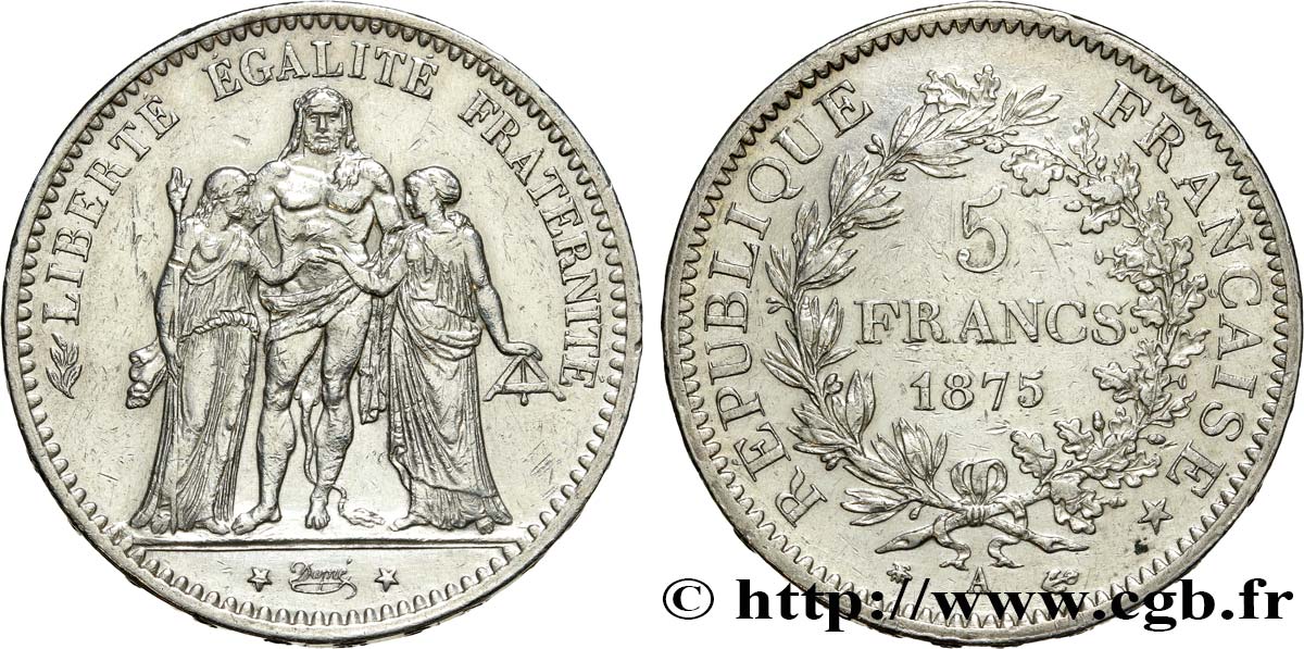 5 francs Hercule 1875 Paris F.334/14 BB 