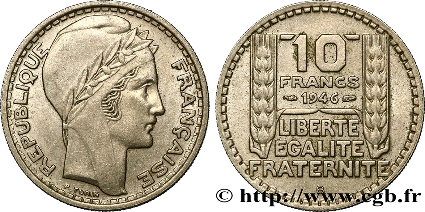 10 francs Turin, grosse tête, rameaux longs 1946 Beaumont-Le-Roger F.361/4 BB48 