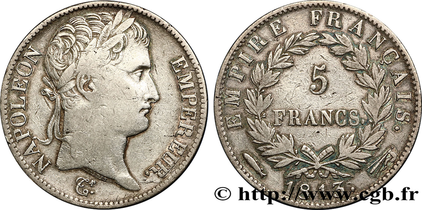 5 francs Napoléon Empereur, Empire français 1813 Utrecht F.307/74 VF35 