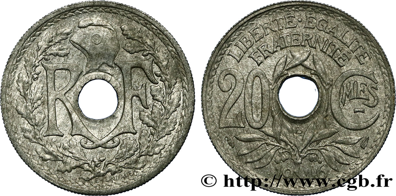 20 centimes Lindauer 1946 Beaumont-Le-Roger F.155/6 XF48 
