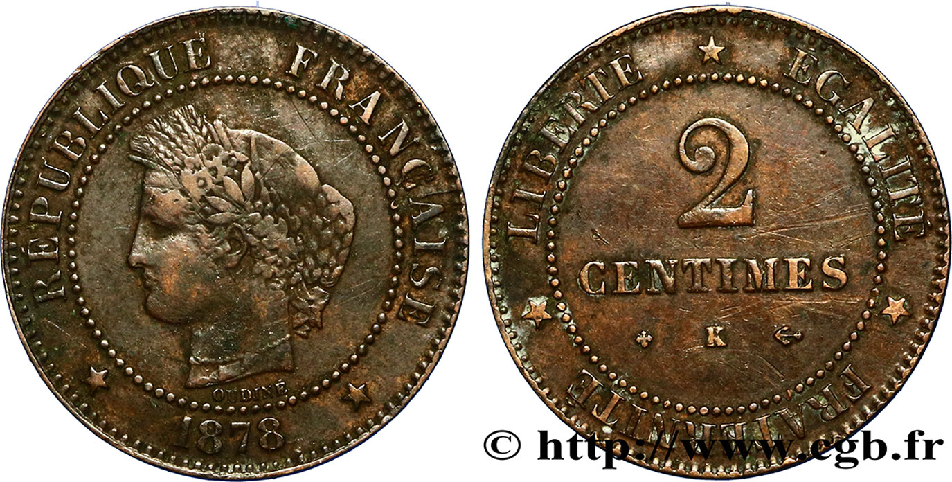 2 centimes Cérès 1878 Bordeaux F.109/4 TB20 