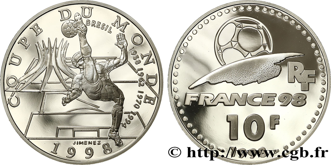 Belle Épreuve 10 Francs - Brésil 1998 Paris F.1312 1 SPL63 