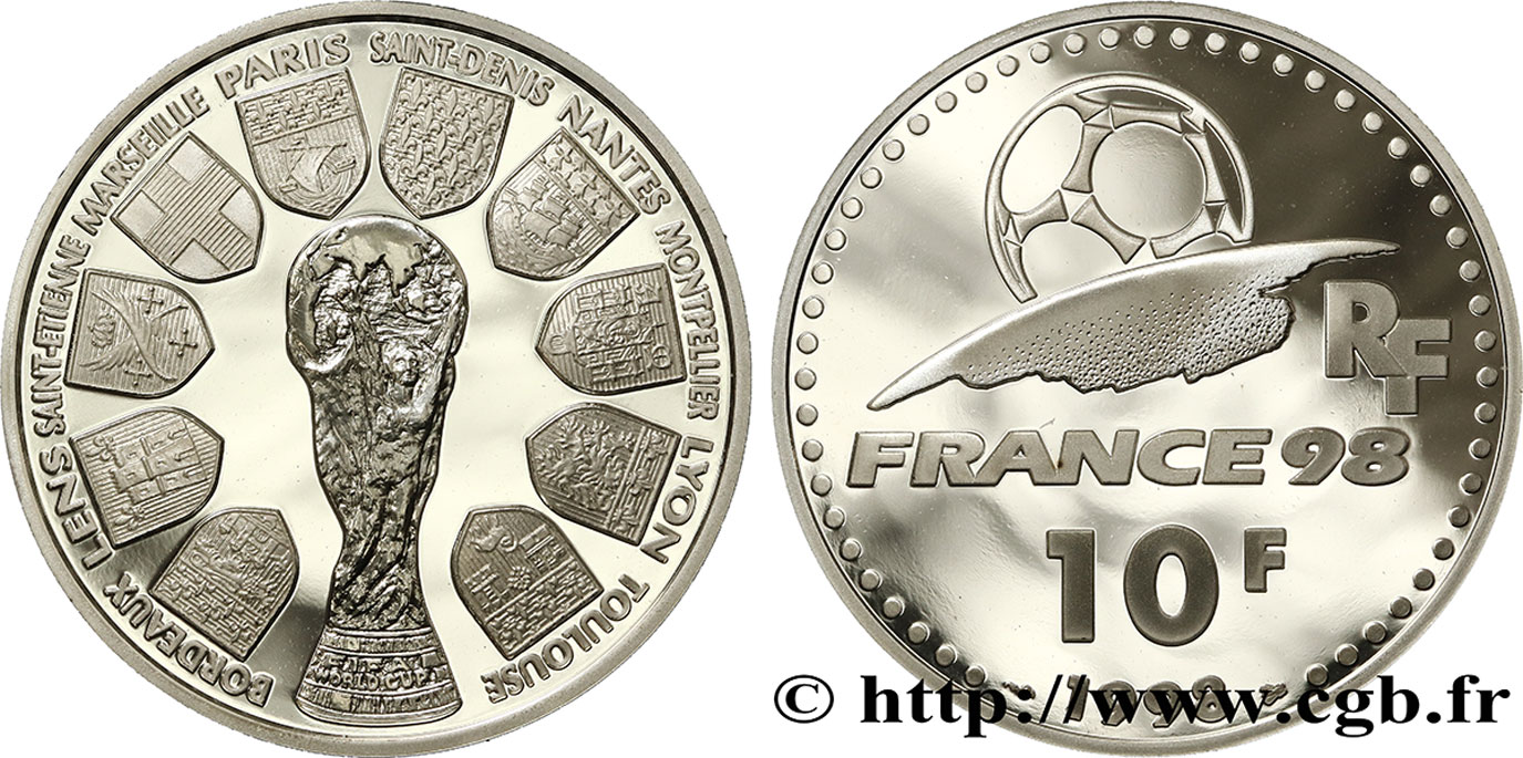 Belle Épreuve 10 Francs - La Coupe 1998  F5.1313 1 ST 