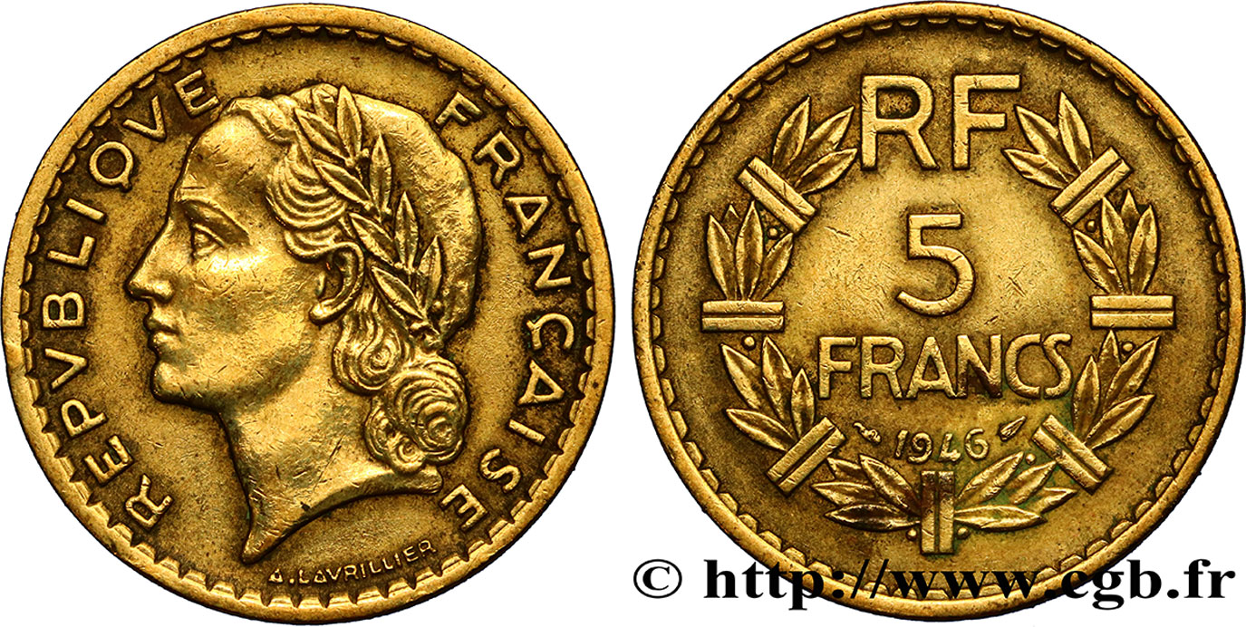 5 francs Lavrillier, bronze-aluminium 1946  F.337/7 MBC45 