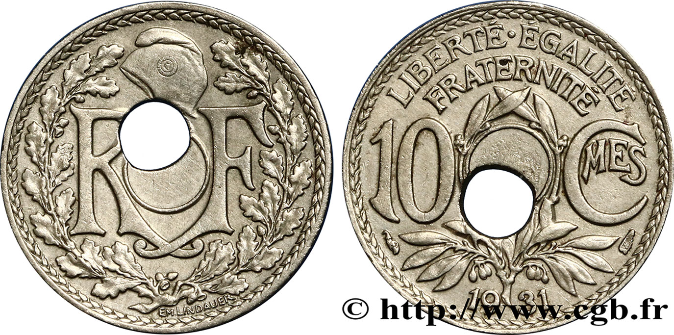 10 centimes Lindauer, perforation décentrée 1931  F.138/18 var. TTB48 