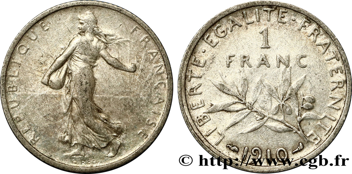 1 franc Semeuse 1910 Paris F.217/15 TB30 