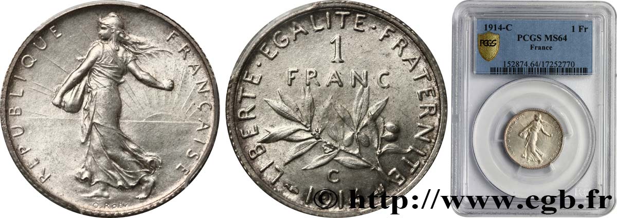1 franc Semeuse 1914 Castelsarrasin F.217/20 SC64 PCGS