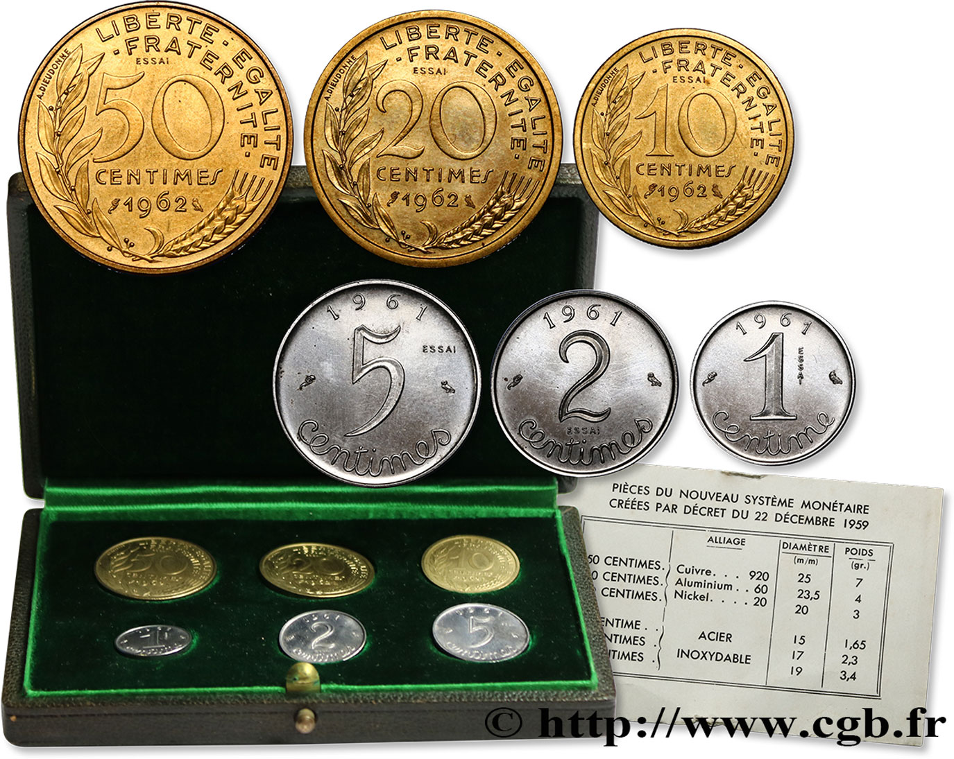 Boîte de 6 pièces de la Commission Monétaire de 1959 n.d. Paris GEM.274 4 fST63 