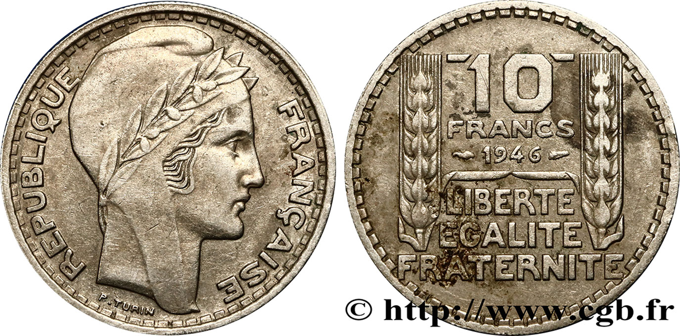 10 francs Turin, grosse tête, rameaux longs 1946 Paris F.361/3 TTB48 