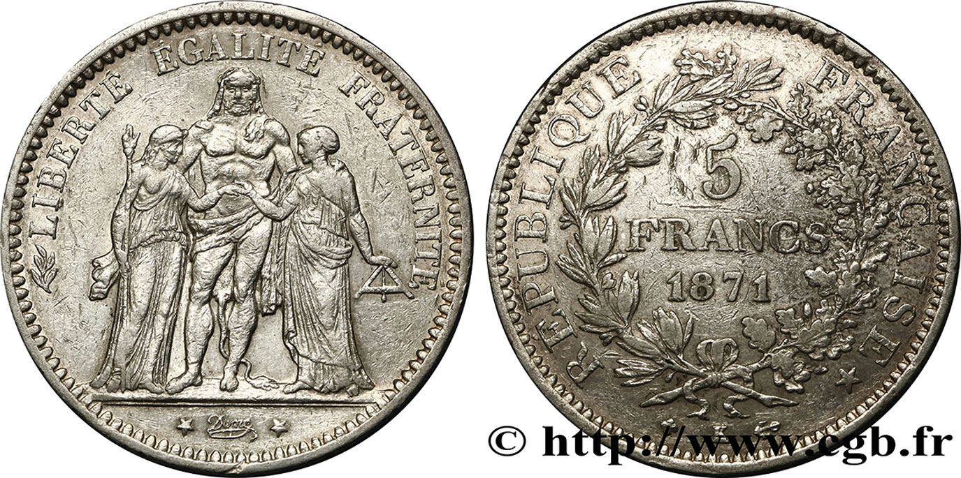 5 francs Hercule 1871 Bordeaux F.334/5 SS48 