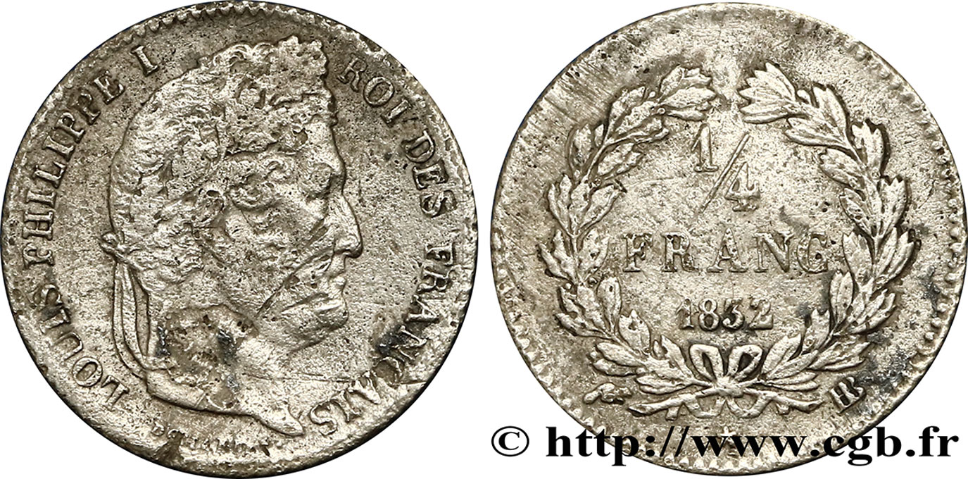 1/4 franc Louis-Philippe 1832 Strasbourg F.166/17 MB 