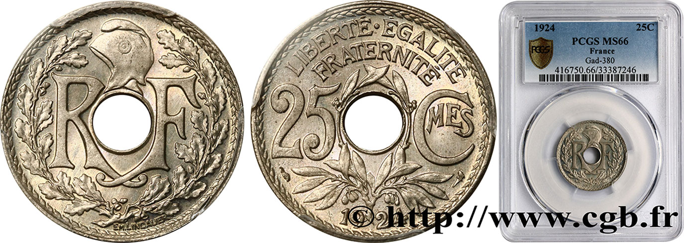 25 centimes Lindauer 1924  F.171/8 FDC66 PCGS