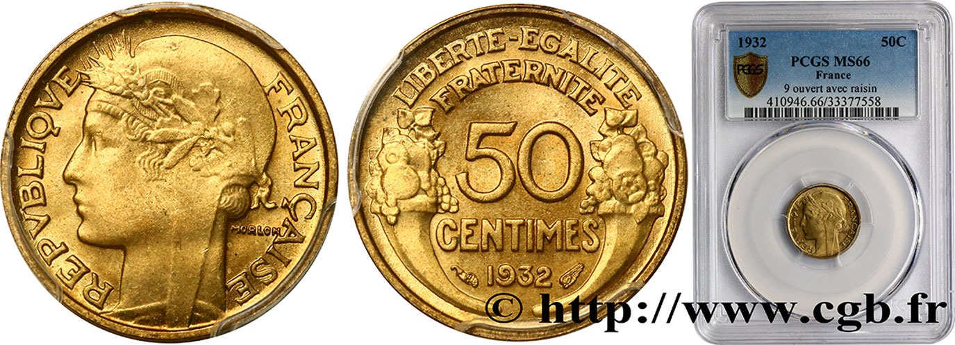 50 centimes Morlon 1932  F.192/7 FDC66 PCGS