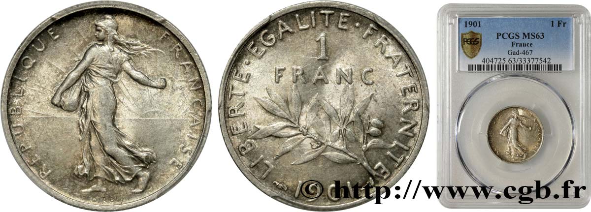 1 franc Semeuse 1901  F.217/6 SPL63 PCGS