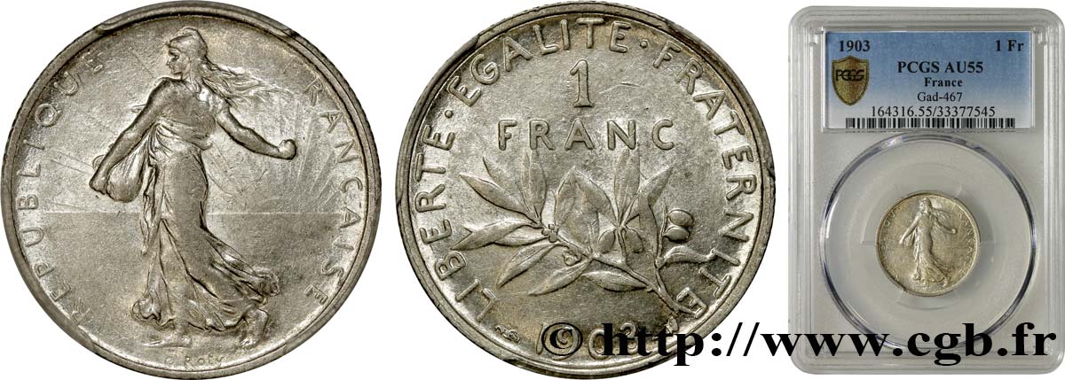 1 franc Semeuse 1903 Paris F.217/8 SUP55 PCGS