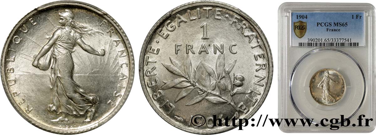 1 franc Semeuse 1904 Paris F.217/9 FDC65 PCGS