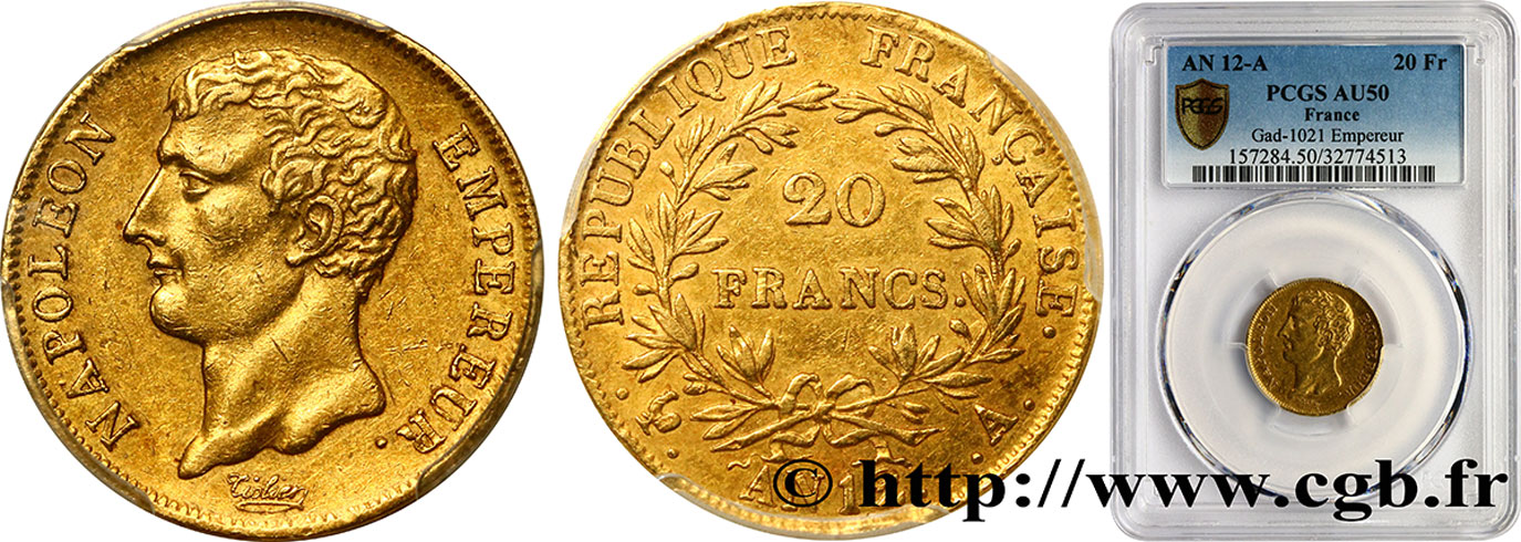 20 francs or Napoléon Empereur, buste intermédiaire 1804 Paris F.511/1 TTB50 PCGS