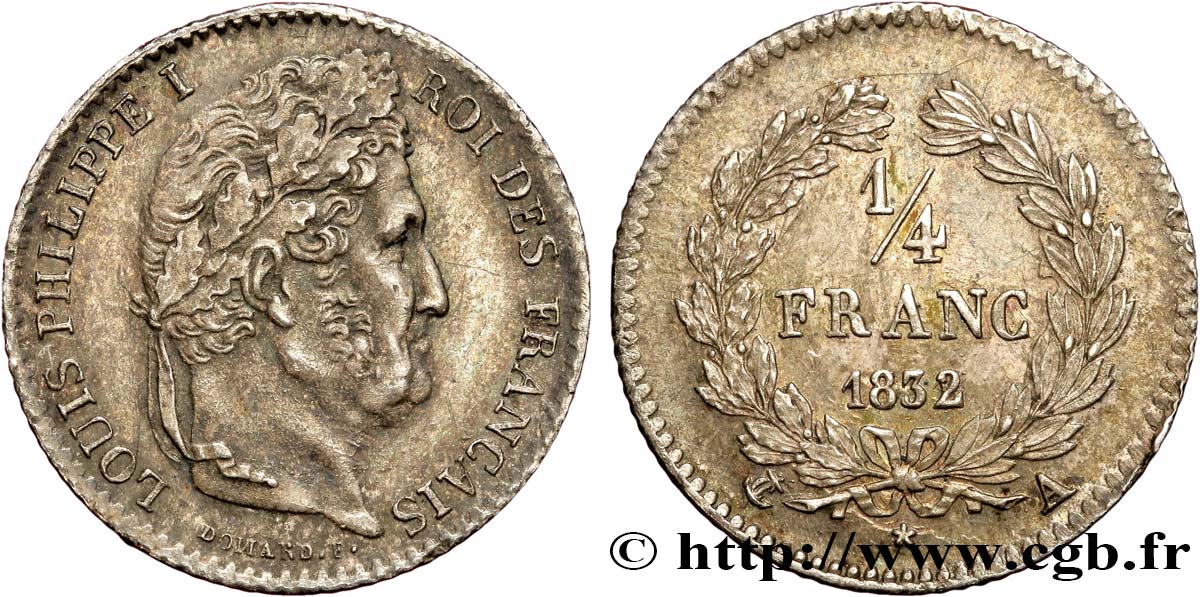1/4 franc Louis-Philippe 1832 Paris F.166/12 MBC52 