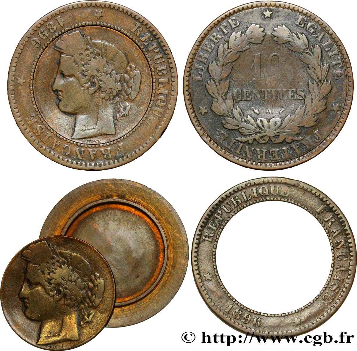 10 centimes Cérès, transformé en boîte de forçat 1896 Paris F.135/41 var. BC20 