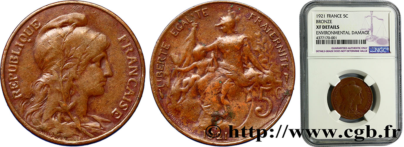 5 centimes Daniel-Dupuis 1921 Paris F.119/32 SS NGC
