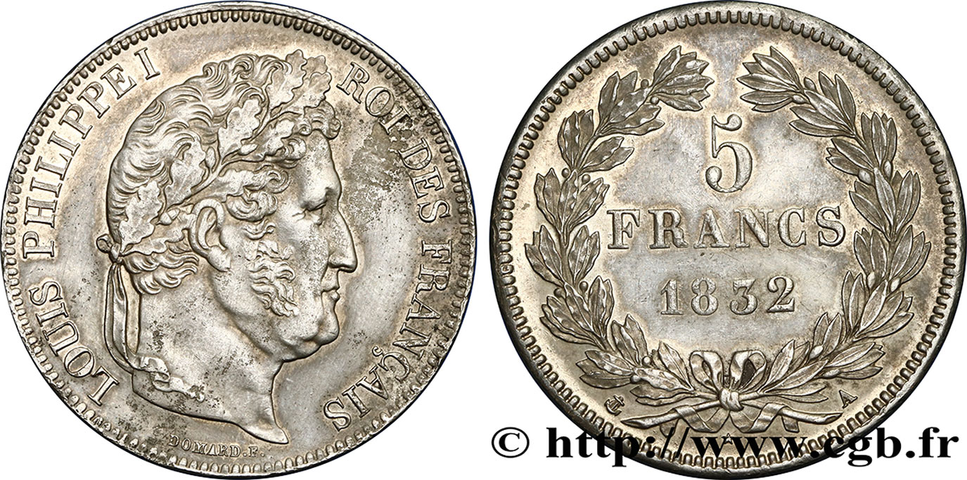 5 francs IIe type Domard 1832 Paris F.324/1 AU 