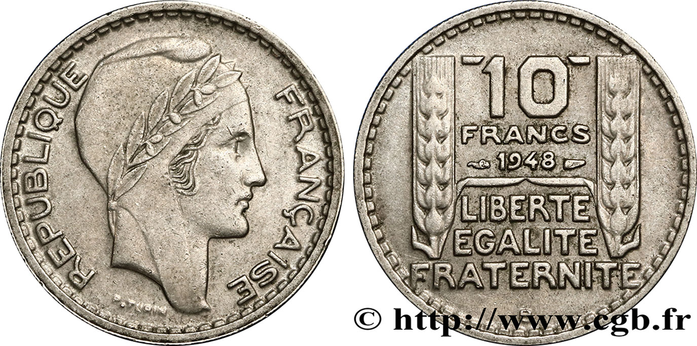 10 Francs 1948 Liberte / Egalite / Fraternite 10 francs Turin, petite tête 1948 Beaumont-Le-Roger F.362/5 fmd_385682  Modernes