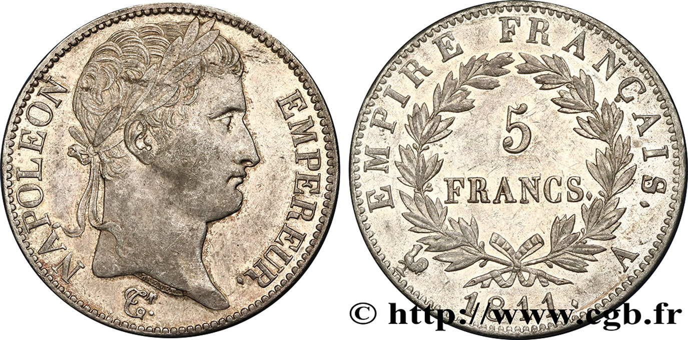 5 francs Napoléon Empereur, Empire français 1811 Paris F.307/27 SS50 