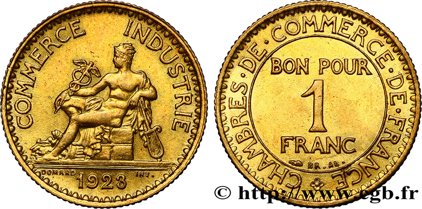 1 franc Chambres de Commerce 1923 Paris F.218/5 VZ60 